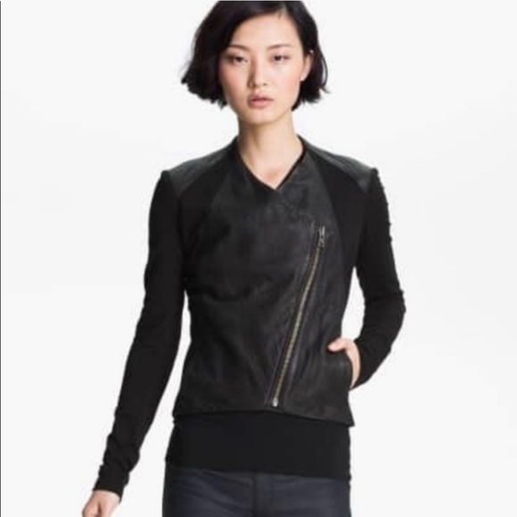 HELMUT Helmut Lang Washed Leather Paneled Jacket - Picture 2 of 14